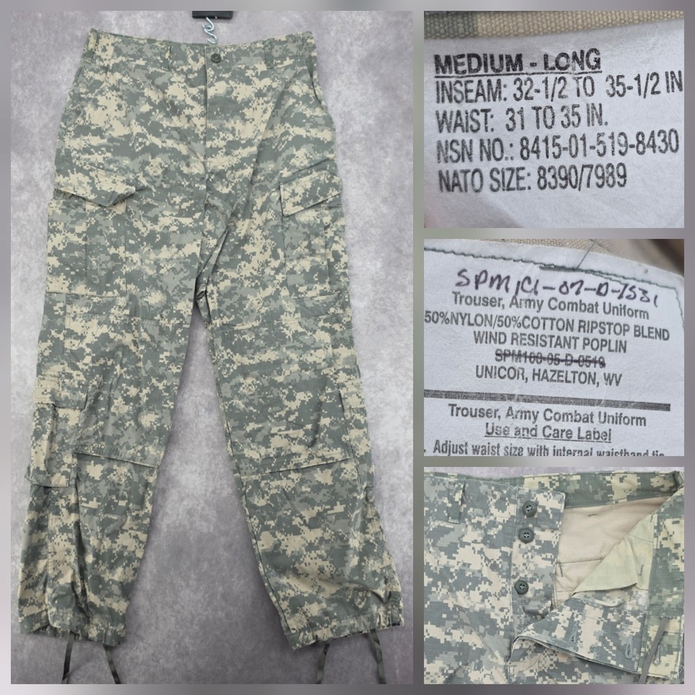 USGI ACU Trousers Pants Medium Long UCP Digital Camo Army Combat Uniform Ripstop